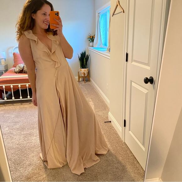 BHLDN Sachin & Babi Light Pink Wrap Maxi Dress Gown 6 - Picture 3 of 14